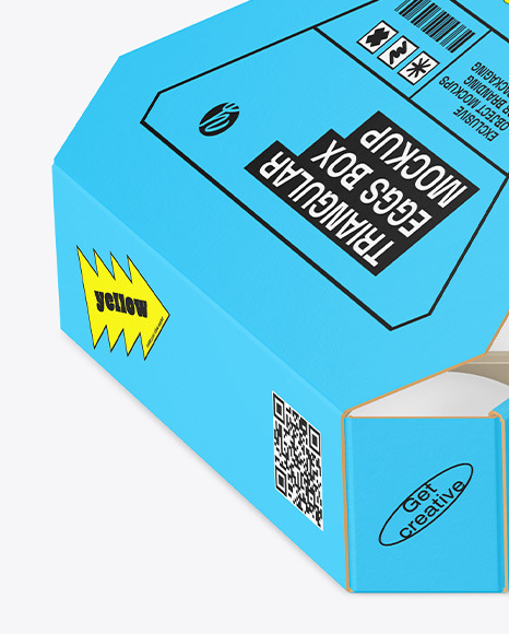 Two Opened Paper Triangular Boxes w/ Eggs Mockup