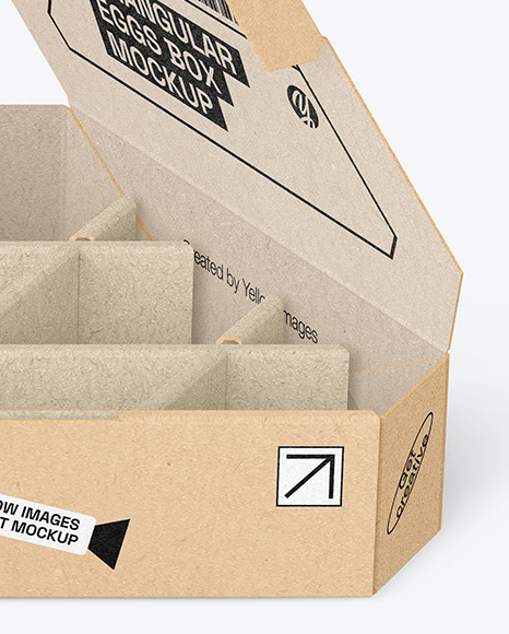 Two Opened Kraft Triangular Boxes w/ Eggs Mockup