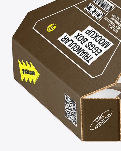 Two Opened Corrugated Triangular Boxes w/ Eggs Mockup