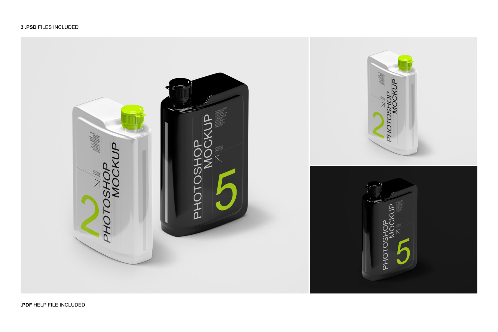 Engine Oil Bottle Mockup Set Engine Oil Bottle Mockup Set