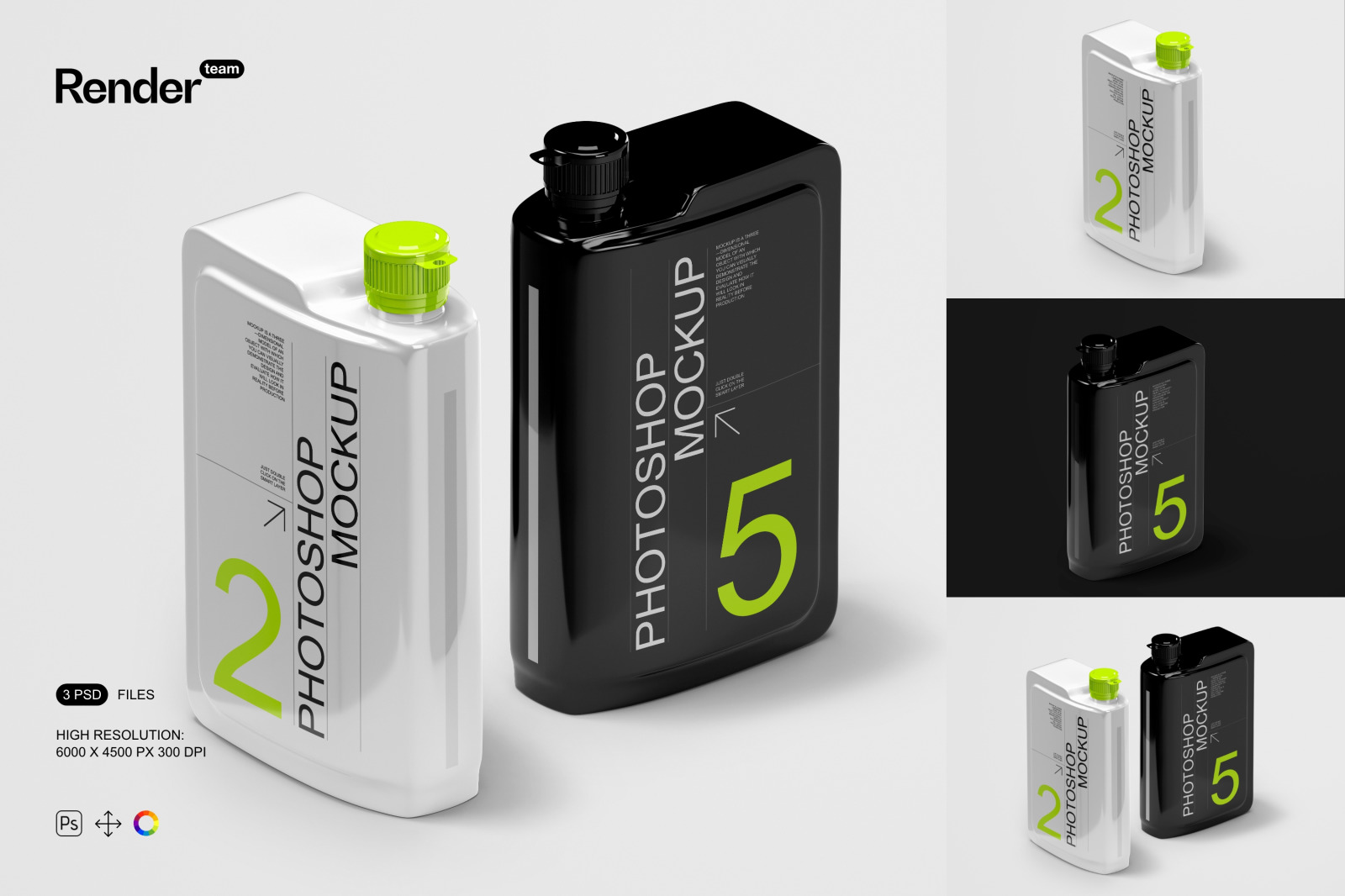 Engine Oil Bottle Mockup Set Engine Oil Bottle Mockup Set
