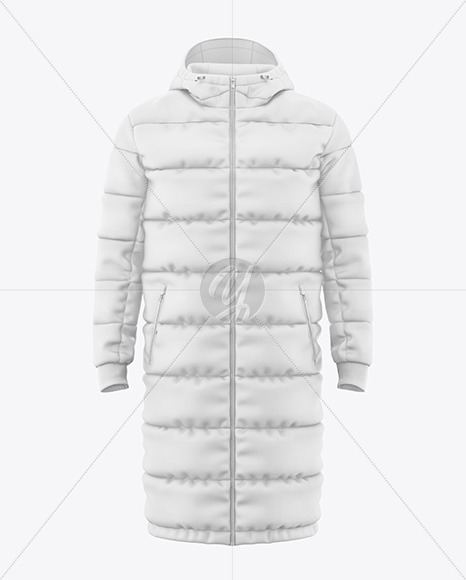 Men's Long Down Jacket Mockup - Front View