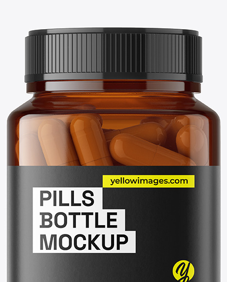 Amber Plastic Pills Bottle Mockup