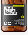 Amber Plastic Pills Bottle Mockup