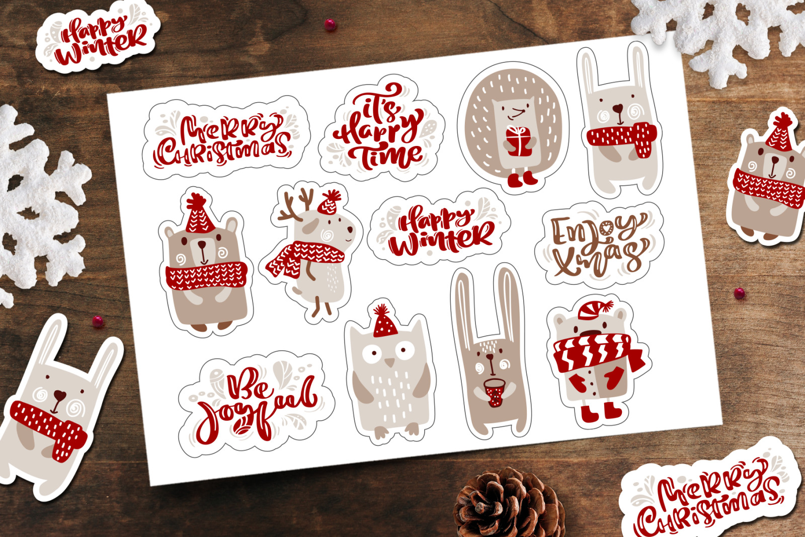 Christmas Winter Sticker Set Svg