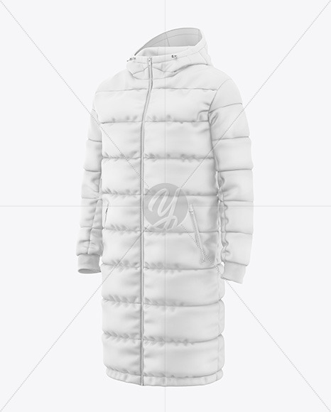 Men's Long Down Jacket Mockup - Half Side View