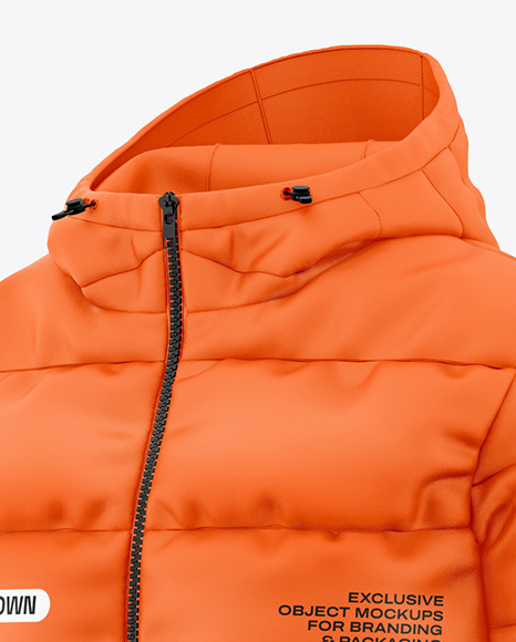 Men's Long Down Jacket Mockup - Half Side View