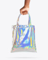 Holographic Shopping Bag in a Hand Mockup