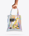 Holographic Shopping Bag in a Hand Mockup