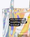 Holographic Shopping Bag in a Hand Mockup