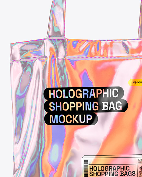 Holographic Shopping Bag in a Hand Mockup