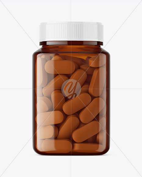 Amber Pills Bottle Mockup