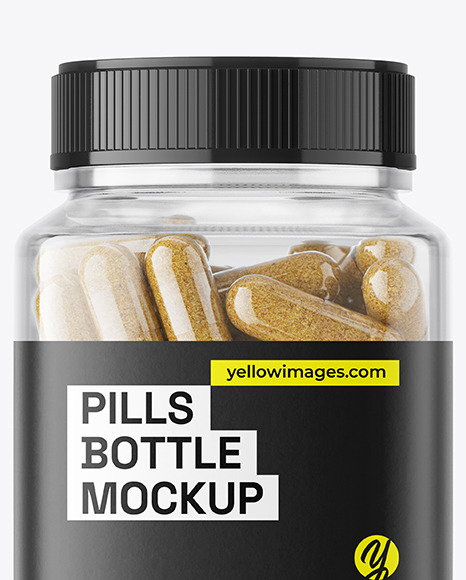 Clear Plastic Herbal Capsules Bottle Mockup