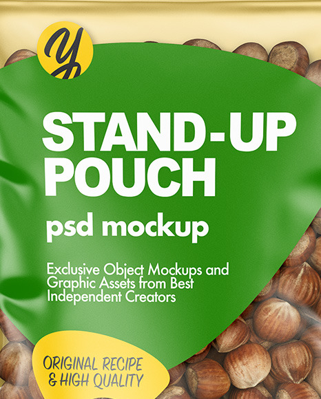 Stand-up Pouch with Hazelnuts Mockup