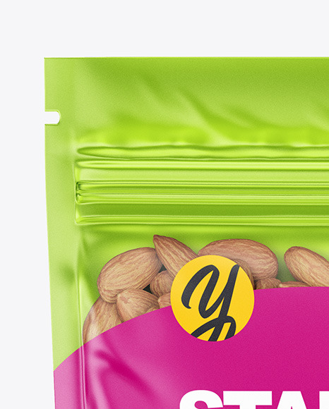 Stand-up Pouch with Almonds Mockup