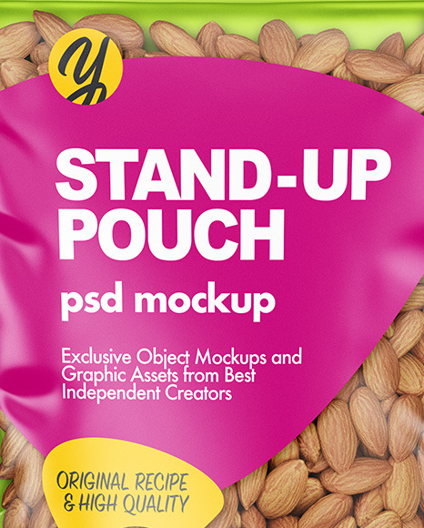 Stand-up Pouch with Almonds Mockup