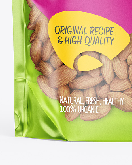 Stand-up Pouch with Almonds Mockup