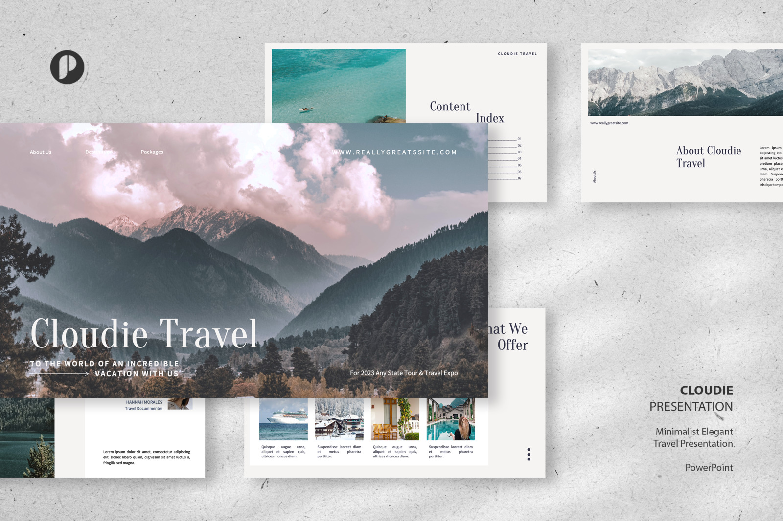 Cloudie – clean white minimalist elegant travel presentation