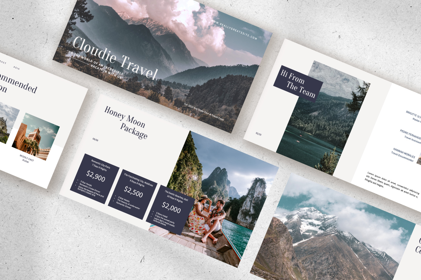 Cloudie – clean white minimalist elegant travel presentation