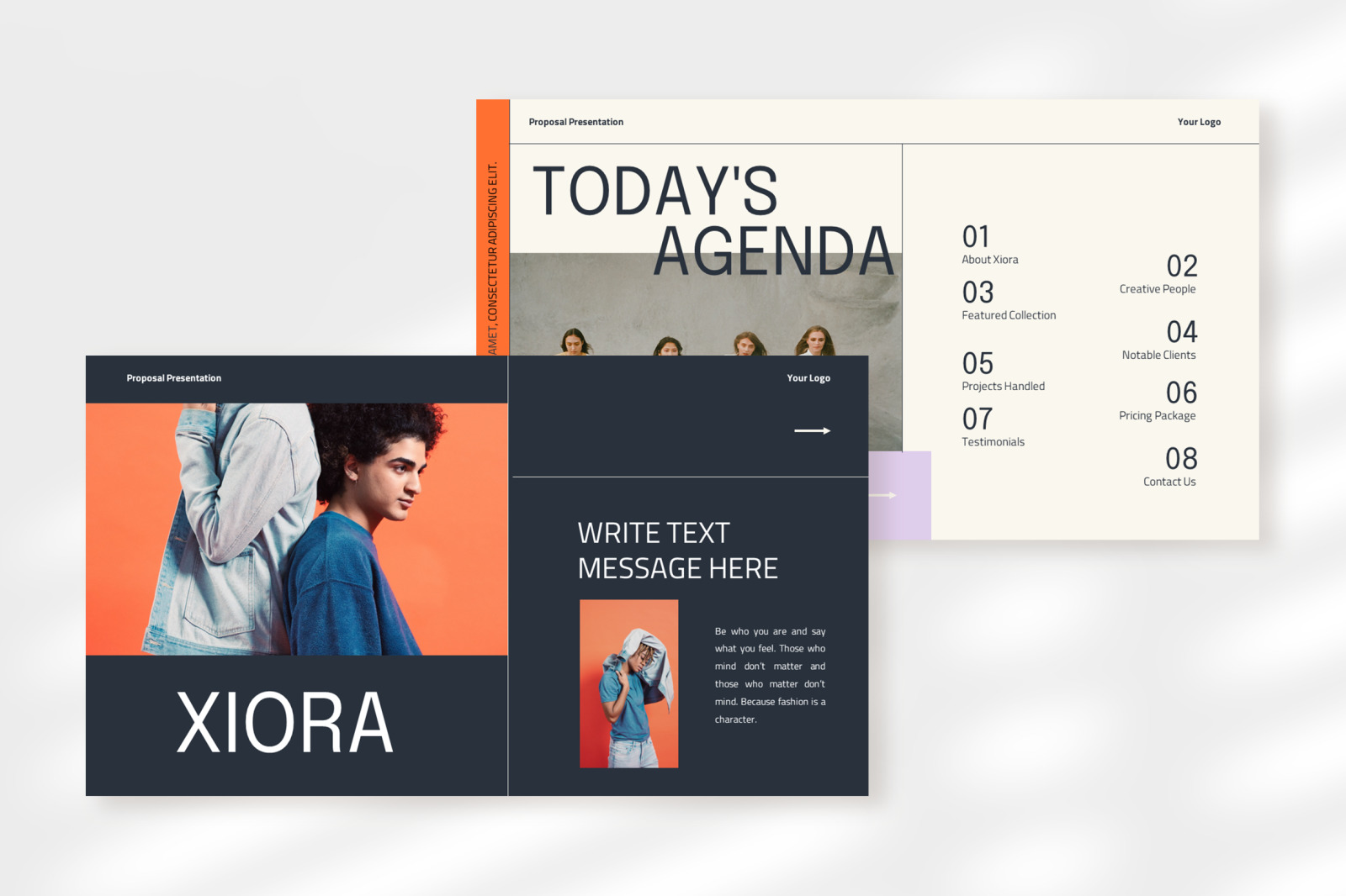 Xiora – modern retro business proposal presentation template Xiora – modern retro business proposal presentation template