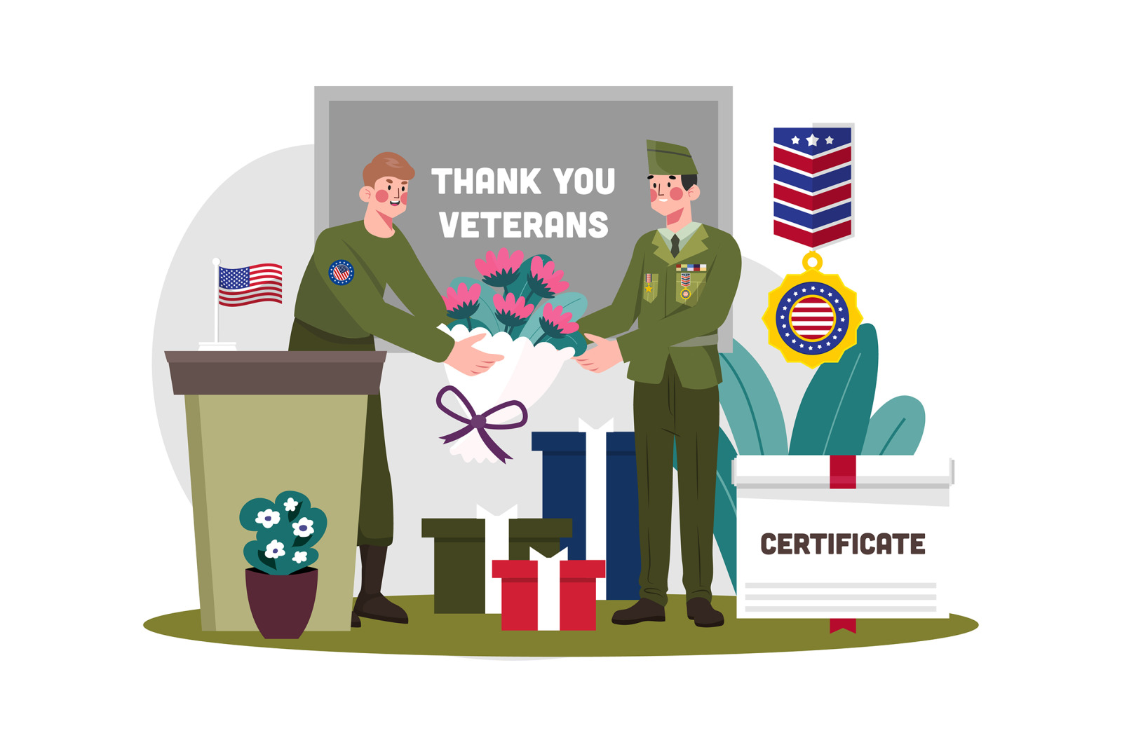 M665_Happy Veterans Day Illustration Pack