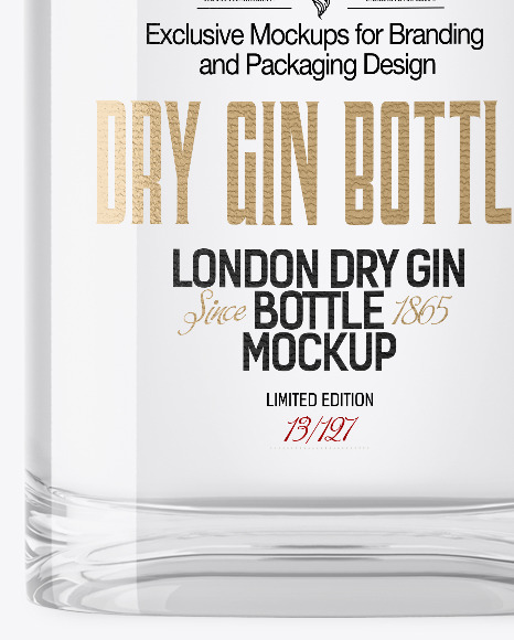 Clear Glass Dry Gin Bottle Mockup