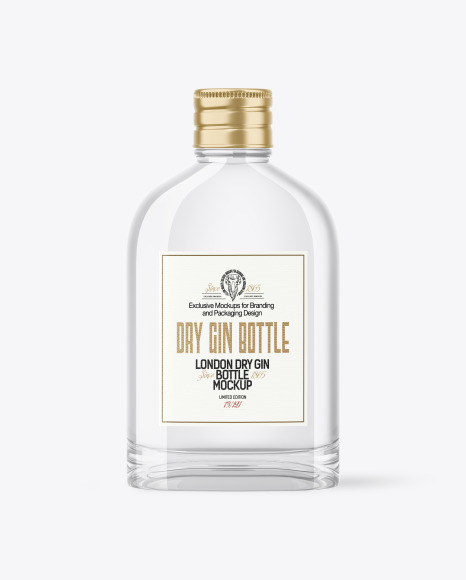 Clear Glass Dry Gin Bottle Mockup