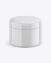 Glossy Plastic Cosmetic Jar Mockup - Front View (High-Angle Shot)