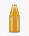 Clear Glass Peach Juice Bottle Mockup