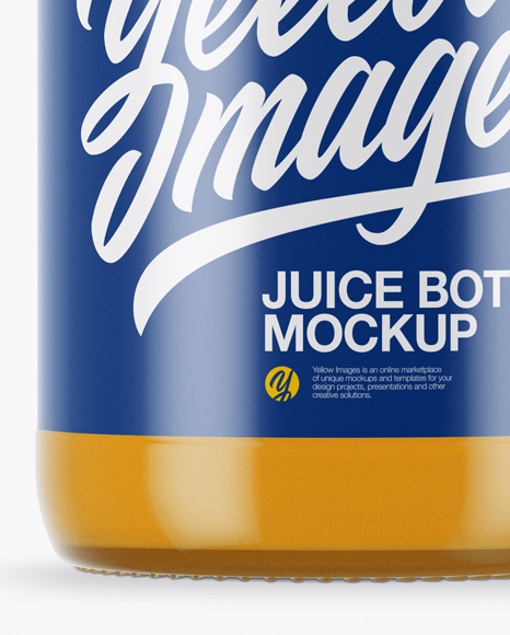 Clear Glass Peach Juice Bottle Mockup