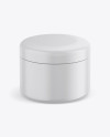 Matte Plastic Cosmetic Jar Mockup - Front View (High-Angle Shot)