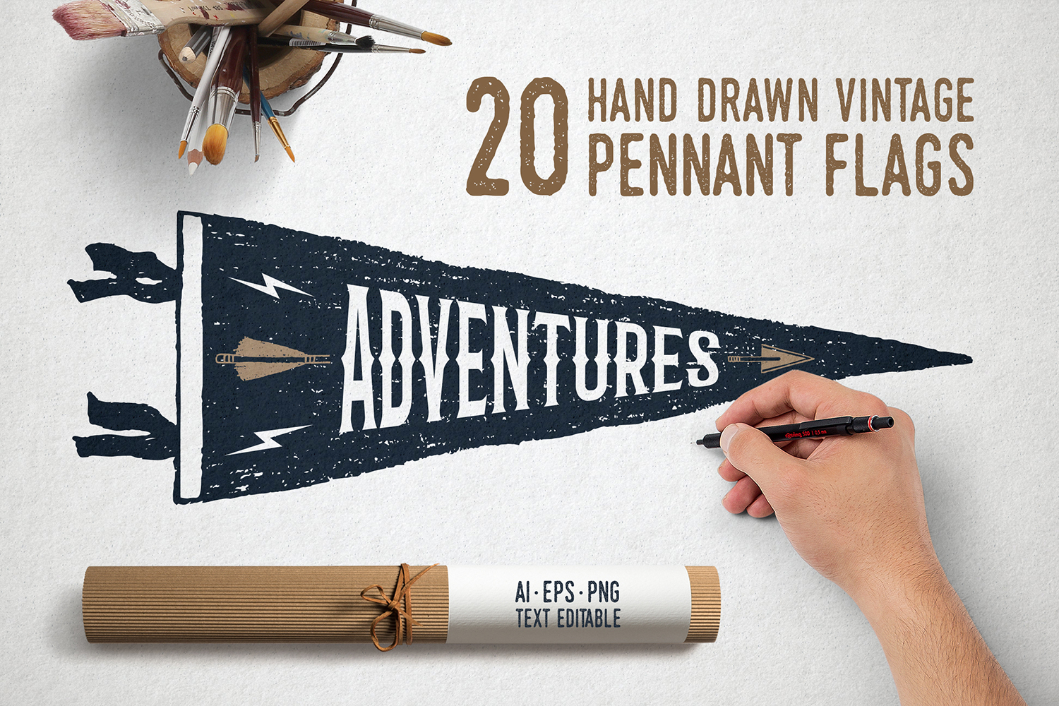 20 Hand Drawn Pennant Flags 20 Hand Drawn Pennant Flags