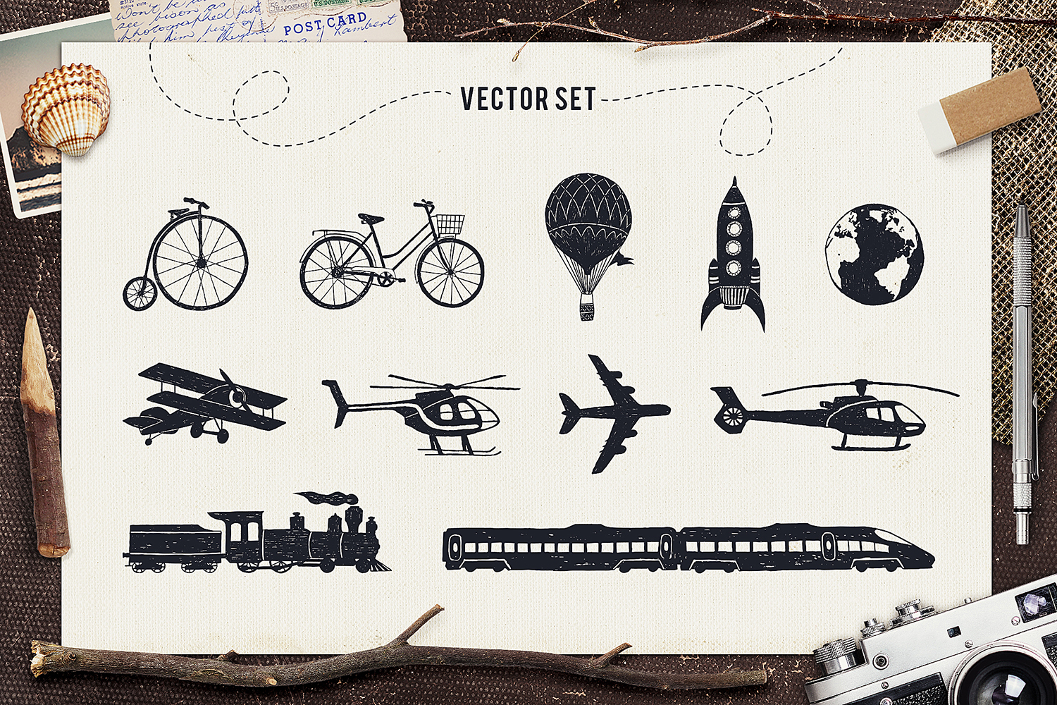 I Love Travelling. 25 Hand Drawn Objects