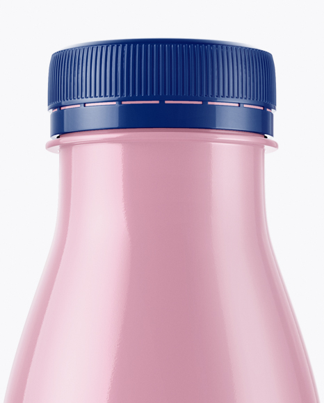 Plastic Dairy Bottle With Paper Label Mockup