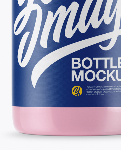 Plastic Dairy Bottle With Paper Label Mockup