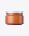 250ml Clear Glass Jar with Sauce Mockup - Front View 250ml Clear Glass Jar with Sauce Mockup - Front View