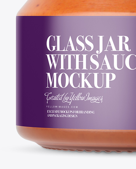 250ml Clear Glass Jar with Sauce Mockup - Front View 250ml Clear Glass Jar with Sauce Mockup - Front View