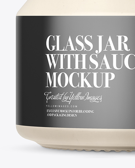 250ml Clear Glass Jar With Garlic Sauce Mockup - Front View - Free