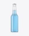 330ml Clear Glass Bottle with Blue Drink Mockup