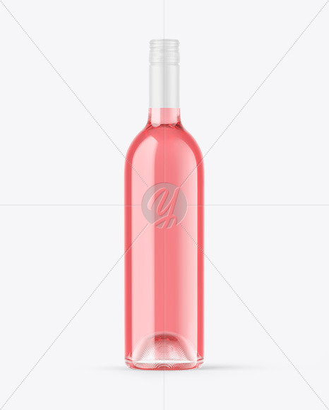 Clear Glass Pink Wine Bottle Mockup