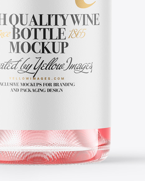 Clear Glass Pink Wine Bottle Mockup