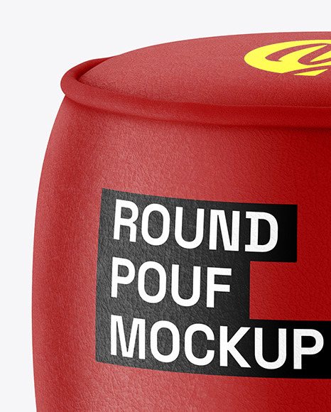 Leather Round Pouf Mockup