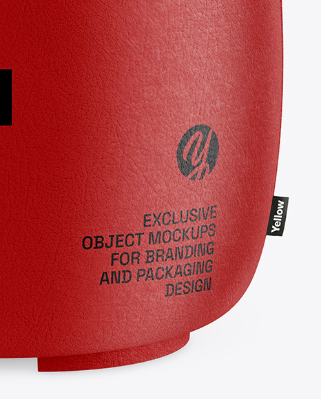 Leather Round Pouf Mockup