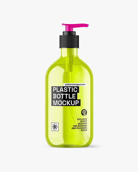 Color Plastic Cosmetic Bottle with Pump Mockup Color Plastic Cosmetic Bottle with Pump Mockup