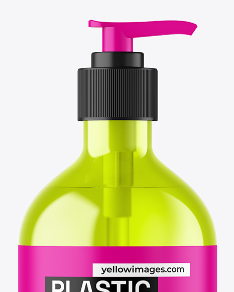 Color Plastic Cosmetic Bottle with Pump Mockup Color Plastic Cosmetic Bottle with Pump Mockup