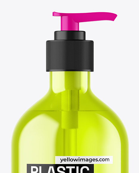 Color Plastic Cosmetic Bottle with Pump Mockup Color Plastic Cosmetic Bottle with Pump Mockup