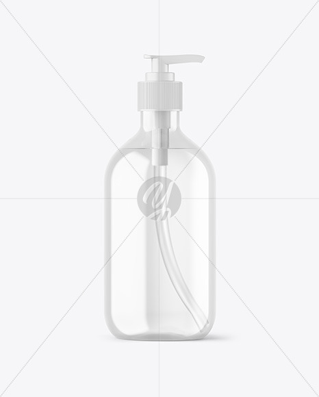 Clear Cosmetic Bottle with Pump Mockup