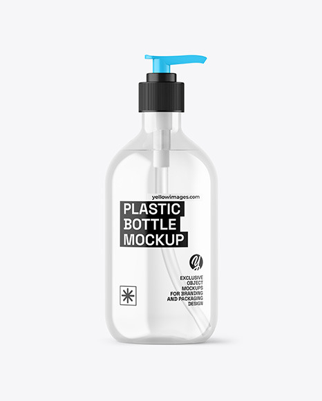 Clear Cosmetic Bottle with Pump Mockup