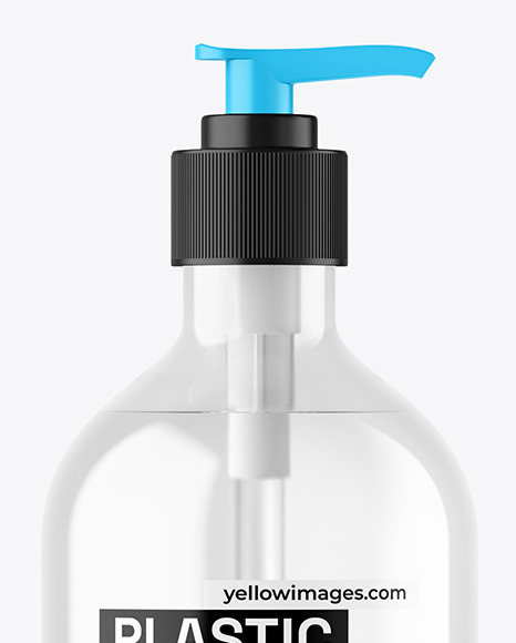 Clear Cosmetic Bottle with Pump Mockup