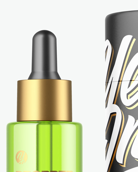 Clear Glass Dropper Bottle with Paper Tube Mockup